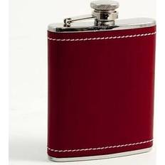 Hip Flasks on sale Bey-Berk International FS156 6 Stainless Steel Red Stitch Flask Red White & Silver Hip Flask