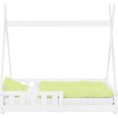 Betten Kinderbett weiß tipi rausfallschutz kinderhaus holzbett kiefernholz 140x70cm