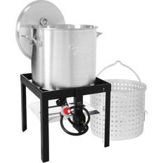 Cooking Equipment CreoleFeast 60 Qt. Seafood Boiling Kit with Strainer, Black