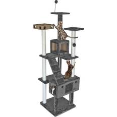FurHaven Cats Pets FurHaven Tough Double Decker Playground 69.3-in Cat Tree