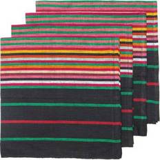 Home Multi Stripe Cloth Napkin Black (50.8x50.8)