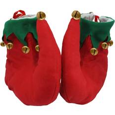 Unisex Adult Red and Green Elf Shoes Jingle Bells Christmas Costume Accessory