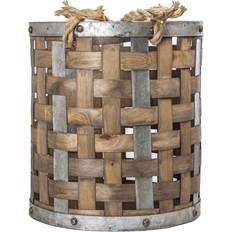 Decor American Wood and Metal Storage Farmhouse Medium Basket