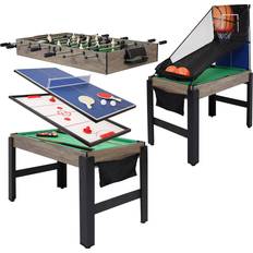 Table Sports Sunnydaze Decor Modern Rustic Style 5-in-1 Multi-Game Table in Gray