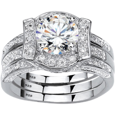 Wedding Rings PalmBeach Bridal Ring Set - Silver/Transparent