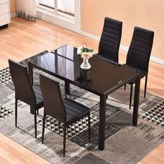4HOMART Chairs with Glass Table Dining Set 27.5x47.5" 5