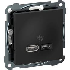 Stikkontakt Elko Plus USB PD A C lader 45W Sort