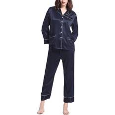 LilySilk Women's 22 Momme Chic Trimmed Pajamas Set - Navy Blue