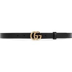 Gucci Women Belts Gucci Double G Buckle Leather Belt - Black