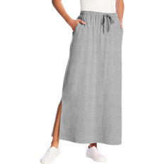 Skirts Woman Within Women's Sport Knit Side Slit Skirt - Heather Grey