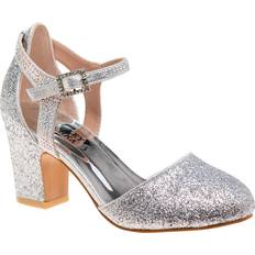 Badgley Mischka Girls' Pumps Silver Silvertone Glitter D'Orsay Dress Shoe Girls