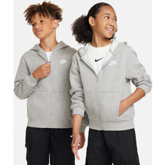 Gray Tops Children's Clothing Nike Sportswear Club Fleece Big Kids' Full-Zip Hoodie in Grey, FD3004-063 Grey