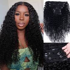 Black Clip-On Extensions UNice Seamless Natural Curly Clip In 16 inch Natural Black