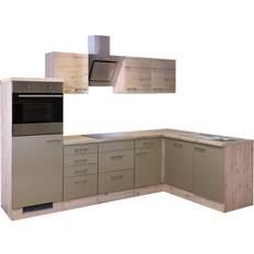 Kompaktküchen Flex Exclusiv Winkelküche/L-Küche Arizona 280x170 cm Quarz-Cubanit-San Remo Eiche N