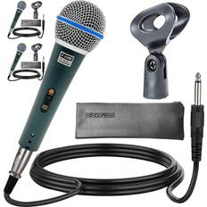 5Core Microphone Pro Neodymium Dynamic Mic XLR Audio Cardiod Karaoke w/ Mic Clip ND 58 BLU 3PCS