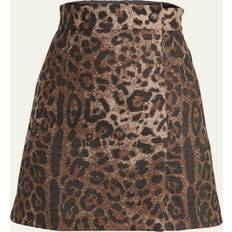 Women Skirts Dolce & Gabbana Skirts Short wool skirt with jacquard leopard design Multicolor female