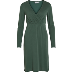 Knelange kjoler Vila Modala L/S Wrap Midi Dress - Pineneedle