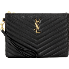 Saint Laurent Handbags Saint Laurent Monogram Quilted Leather Pouch - Black