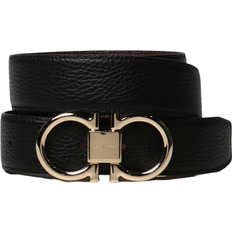 Ferragamo Classic Textured-Leather Reversible Belt - Black