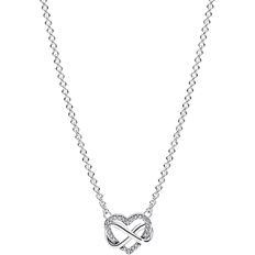 Silbrig Schmuck Pandora Infinity Heart Choker Necklace - Silver/Transparent