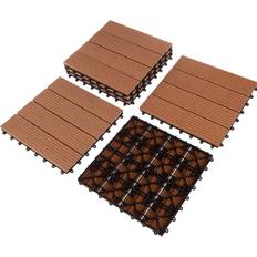 Pure Garden 1 ft. W x 1 ft. L 6 Patio Tiles Wood/Polypropylene Interlocking Deck Tile Flooring in Brown