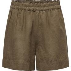 Only Shorts Only High Waist Linen Blend Shorts - Brun/Cub