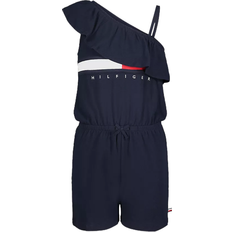 S Playsuits Children's Clothing Tommy Hilfiger Girl's One-Shoulder Flag Stripe Logo Romper - Navy Blazer