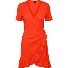Kurze Kleider - Orange Vero Moda Haya Short Dress - Orange/Spicy Orange