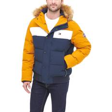 Mens quilted bomber jacket Tommy Hilfiger Men's Quilted Snorkel Bomber Jacket, Large, Yellow/Navy