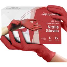 FifthPulse Powder Free Nitrile Gloves, Latex Free, X-Large, Burgundy, 50/Box FMN100185 Burgundy