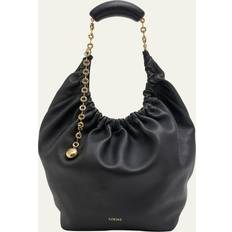 Loewe Bags Loewe Medium Squeeze Chain Leather Hobo Bag 1100 BLACK
