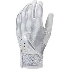 Nike Mens Alpha Elite Batting Gloves Mens White/White/Metalallica Silver