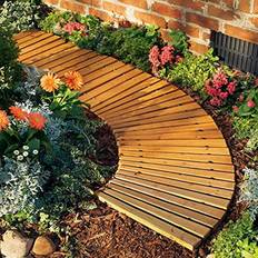 Plow & Hearth 52128 Roll Out Wooden Curved Garden Pathway, Cedar