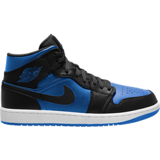 Blue - Men Shoes Nike Air Jordan 1 Mid M - Black/Royal Blue/White