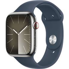 Apple Blutsauerstoff (SpO2) Smartwatches Apple Watch Series 9 Cellular 45mm Stainless Steel Case with Sport Band