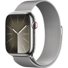 Apple eSIM Smartklokker Apple Watch Series 9 Cellular 45mm Stainless Steel Case with Milanese Loop