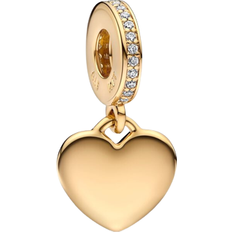 Gold Charms & Pendants Pandora Engravable Heart Tag Dangle Charm - Gold/Transparent