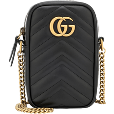 Gucci Handbags Gucci GG Marmont Mini Leather Shoulder Bag - Black
