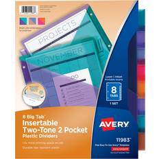 Avery 8 Big Tab Insertable Plastic Dividers Two-Tone Two Pockets
