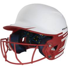 Rawlings Mach Ice Senior Softball Helmet with Face Mask White/Scarlet