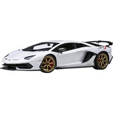 AUTOart Lamborghini Aventador SVJ Bianco Asopo Pearl White with Gold Wheels 1/18 Model Car