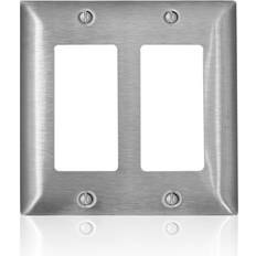 Electrical Outlets Leviton 3004825 C-Series Stainless Steel 2 Gang Metal Decora-GFCI Wall Plate