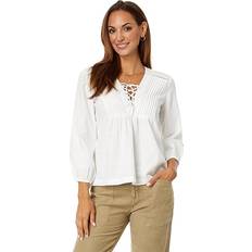 Women Blouses Lucky Brand Lace-up Cotton Peasant Blouse