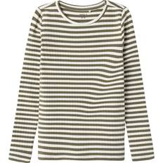 98/104 Kinderbekleidung Name It Kid's Rib Knit T-shirt - Deep Lichen Green