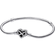 Bracelets Pandora Moments Sparkling Infinity Heart Clasp Snake Chain Bracelet - Silver/Transparent