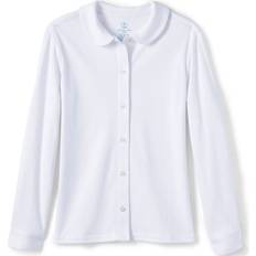 Blouses & Tunics Lands' End Uniform Girls Long Sleeve Button Front Knit Peter Pan White Kids