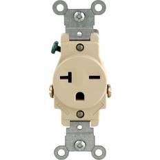 Electrical Outlets Leviton 20 Amp Commercial Grade Double-Pole Single Outlet, Ivory