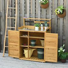 OutSunny 17.75 W H Yellow Wooden Workstation Shed Potting Bench (Building Area )