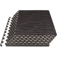 ProsourceFit Exercise Mats & Gym Floor Mats ProsourceFit Wood Grain Puzzle Mat 1/2-in Carbon 24 Sq Ft 6 Tiles