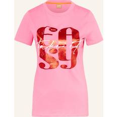 HUGO BOSS Orange T-Shirt mit Statement-Print in Pink, Größe